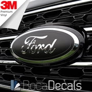 مجموعة من قطعتين من ملصقات BocaDecals التي تحمل شعار Ford Explorer 2020-2026 - صنع في الولايات المتحدة الأمريكية - أسود غير لامع للأعمال المنزلية الصغيرة