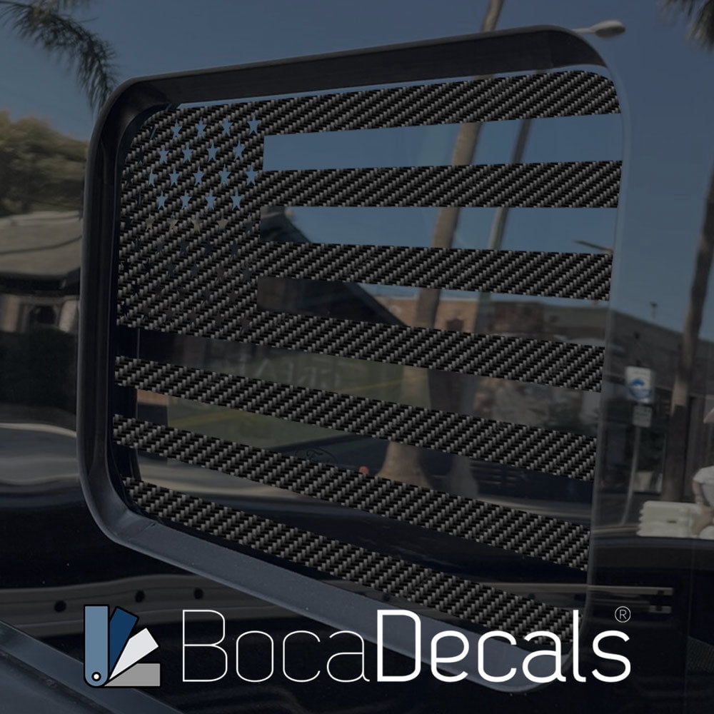 BocaDecals American Flag Rear Window Decal - Carbon Fiber Black - Fits Ford F150, F250, F350 (2015-2022) - View #3