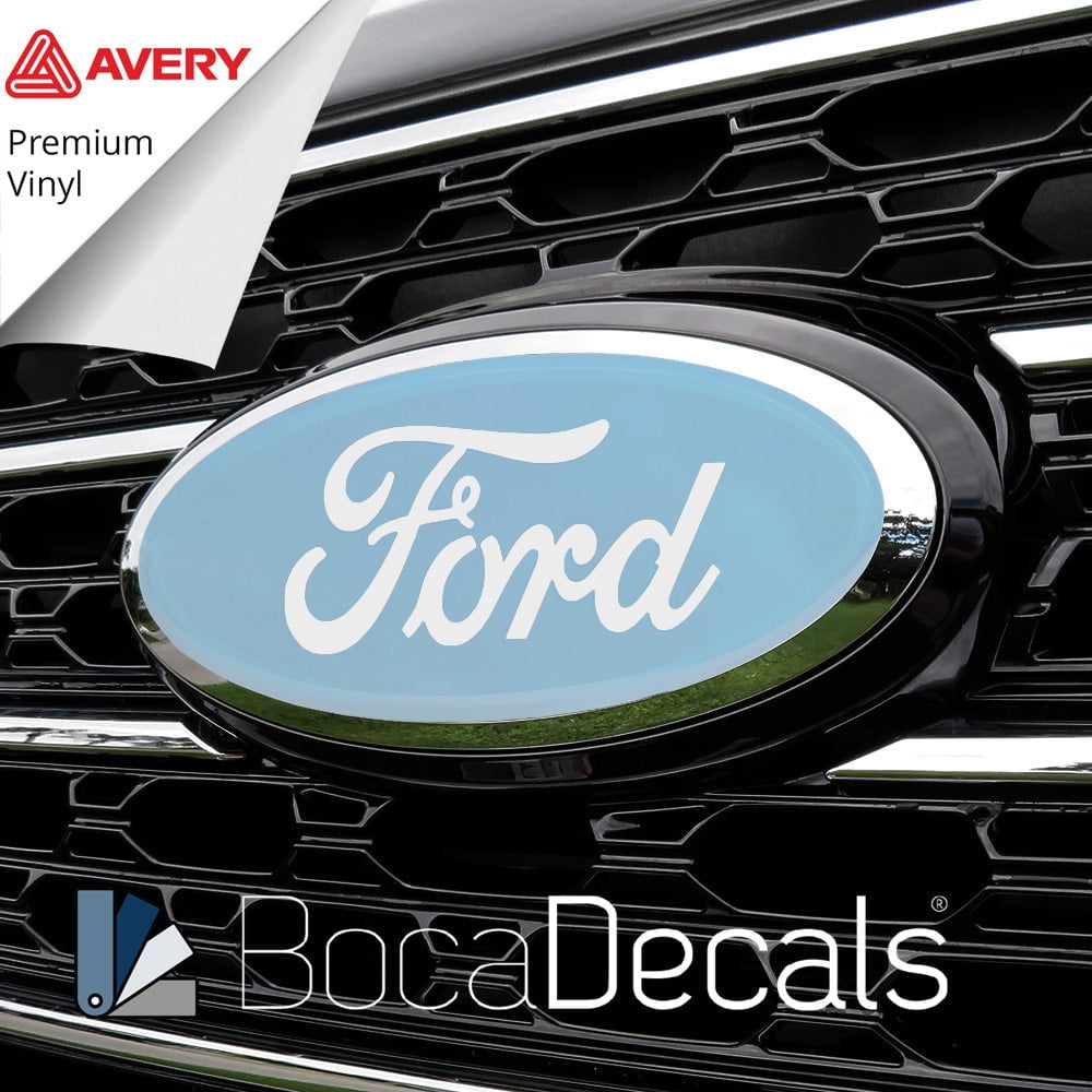 BocaDecals Emblem Overlay Insert Decals For 2024-2026 Ford F150 (Set of 2) - Made in USA - Small Home Business (BabyBlue, XL/STX/XLT/Lariat/Tremor/Platinum/Raptor)
