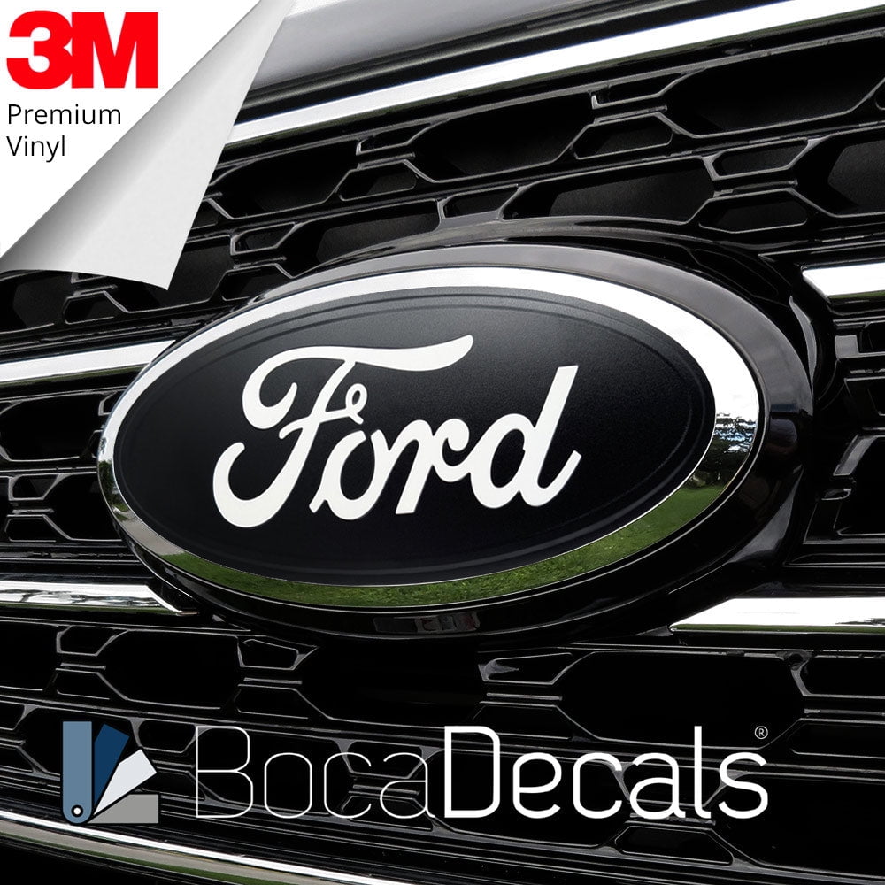 BocaDecals Emblem Overlay Insert Decals For 2024-2026 Ford F150 (Set of 2) - Made in USA - Small Home Business (MatteBlack, XL/STX/XLT/Lariat/Tremor/Platinum/Raptor)