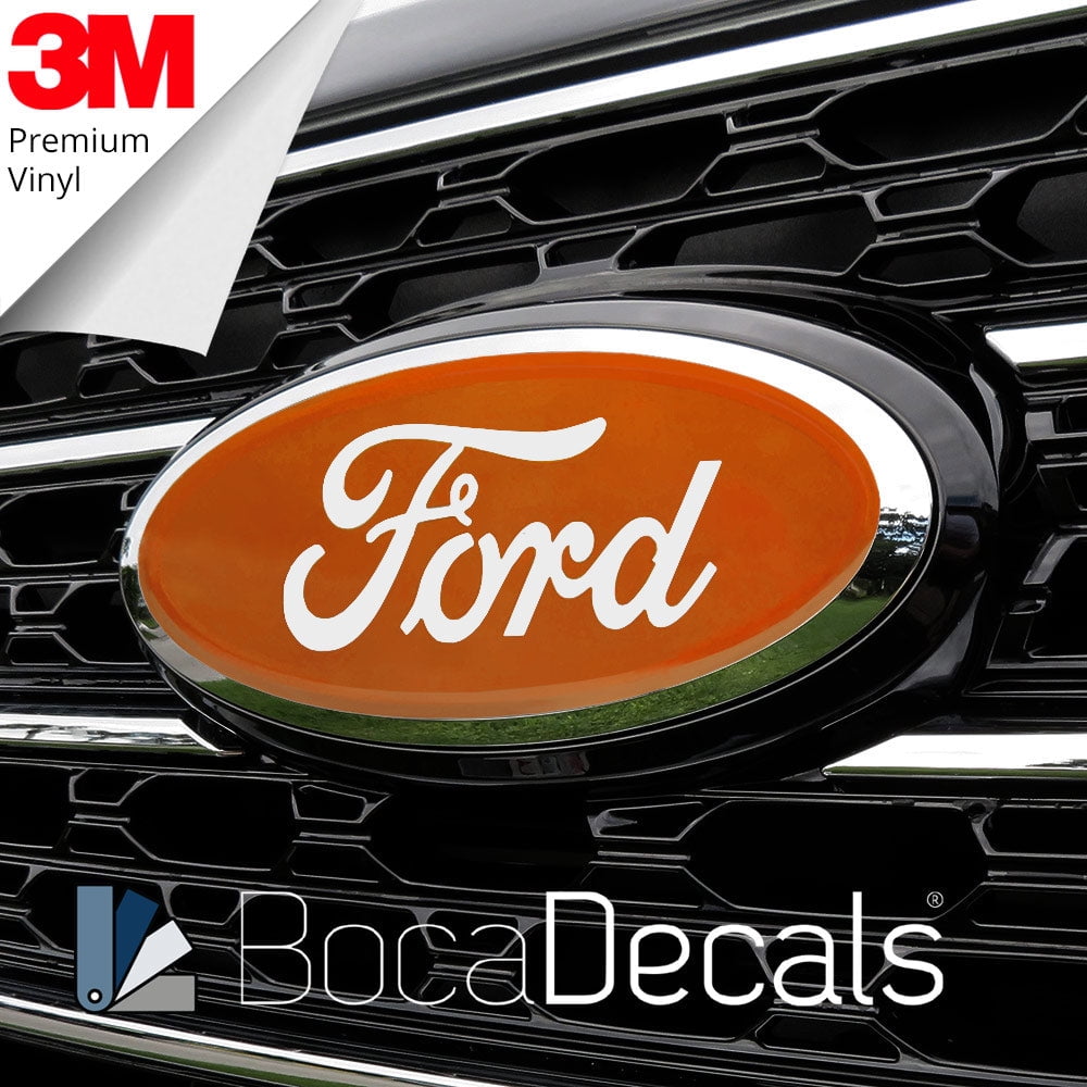 BocaDecals Emblem Overlay Insert Decals For 2024-2026 Ford F150 (Set of 2) - Made in USA - Small Home Business (Orange, XL/STX/XLT/Lariat/Tremor/Platinum/Raptor)