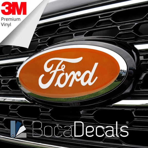 BocaDecals Emblem Overlay Insert Decals For 2025-2026 Ford Maverick (Set of 2) - Made in USA - Small Home Business (Orange)