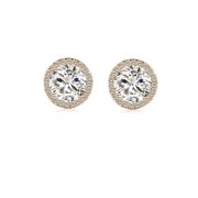 BocaGold 18K Yellow Gold Plated Cubic Zirconia Halo Earrings 10mm