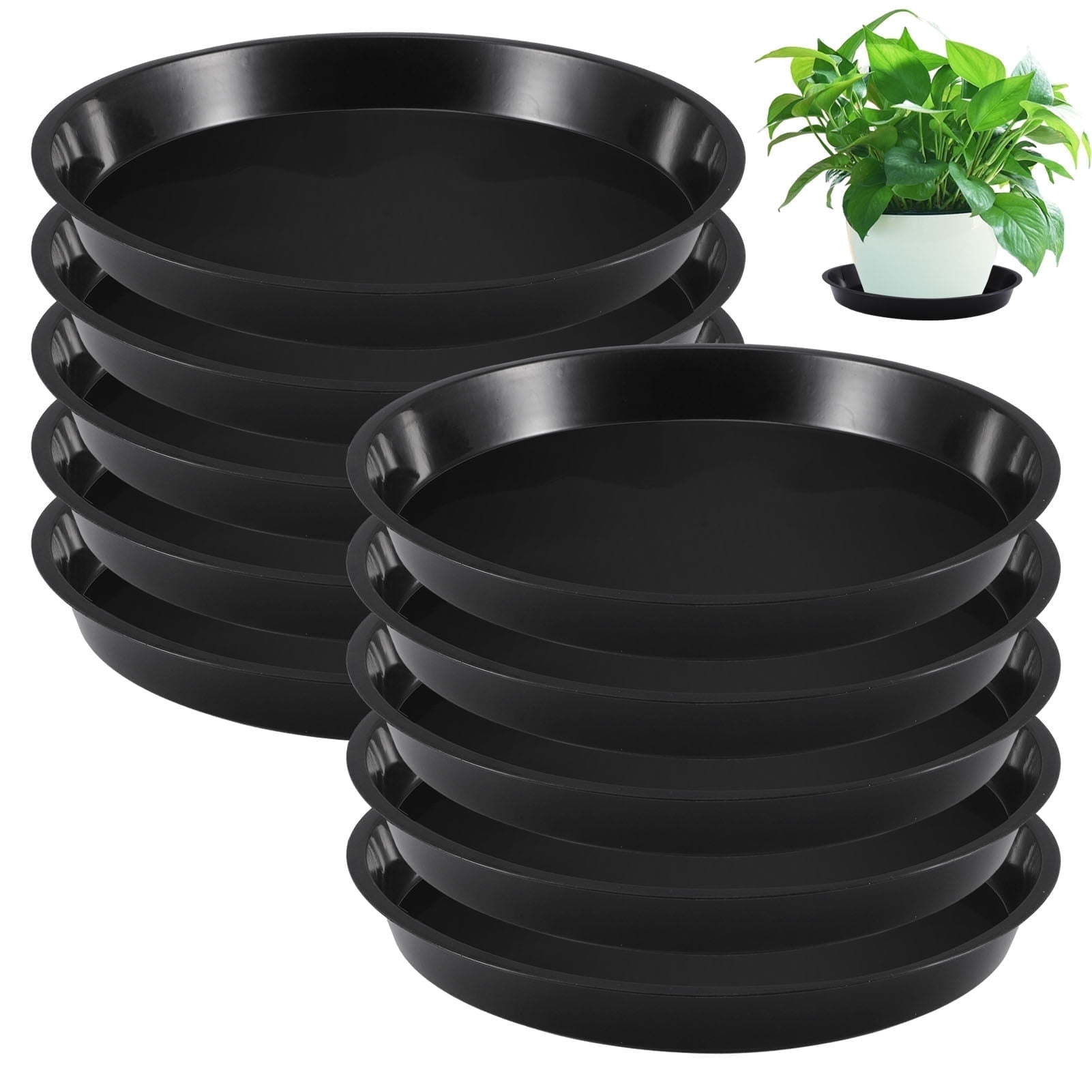 Bocaoying 10 Pack Plant Saucer Tray,12" Durable Thicker Plastic Plant Pot Trays,Flower Plant Pot Saucer,Heavy Duty Plastic Plant Saucers for Indoor Outdoor Garden