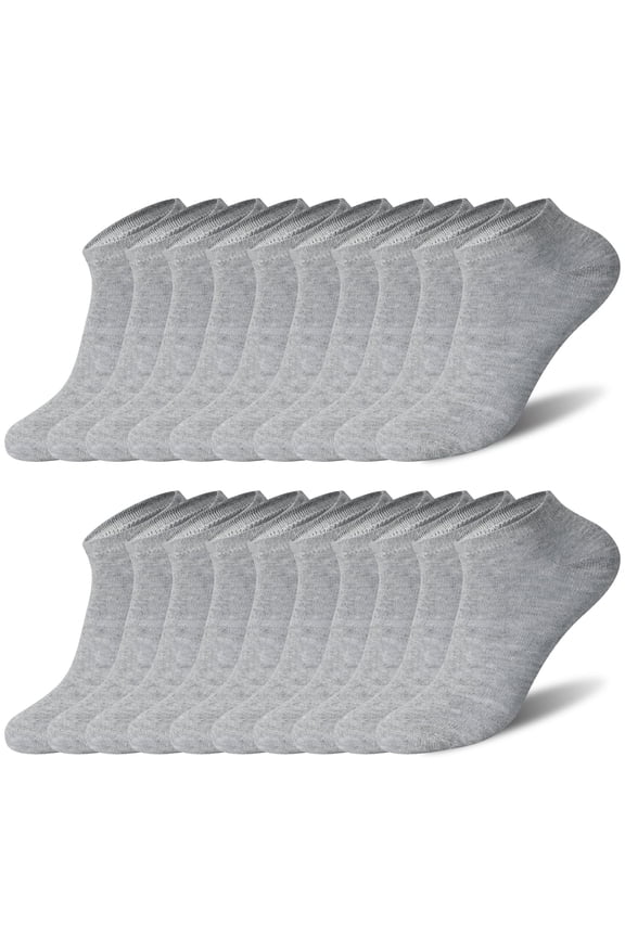 10 Pcs Unisex No Show Ankle Socks, Low Cut Cotton Socks Grey Athletic Socks Casual Running Socks for Men Women, No Show Crew Socks Perfect for Daily Wear, Travel, Sports, One Size