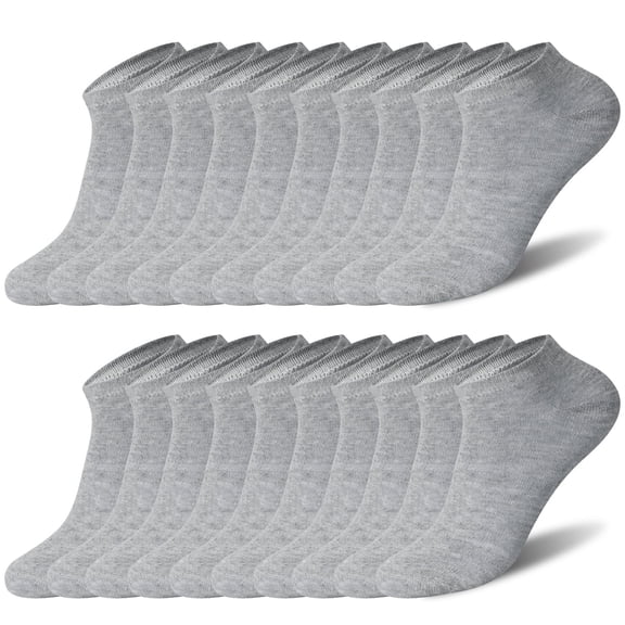 Bocaoying 10 Pairs Unisex No Show Low Cut Socks, Cotton Athletic Socks for Daily, Travel, Grey, One Size
