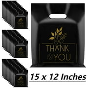 Bocaoying 100 Pcs Thank You Bags Shopping Bags Bulk, 15 x 12 inches Reusable Thank You Bags for Business, Boutique Thicken Shop Bags with Handles for Goodie Bags, Small Business Shopping
