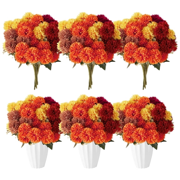 Bocaoying 12 Bundles Artificial Fall Flowers Mums, 4 Colors Silk Fake Chrysanthemums Flowers, Assorted Fall Decor Florals for Autumn Indoor Table Porch Wedding Home Decorations
