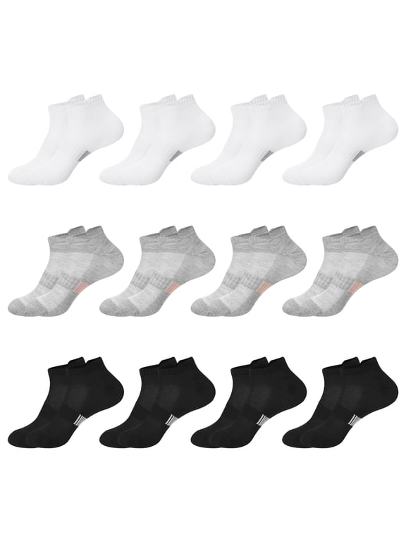 12 Pairs Ankle Socks for Men Women, Breathable Low Cut Socks, Moisture Wicking Casual Athletic Socks, Size 6-11