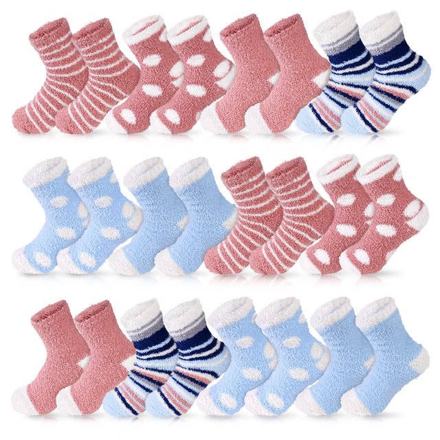 Bocaoying 12 Pairs Women Fuzzy Socks, Cozy Soft Fluffy Slipper Socks