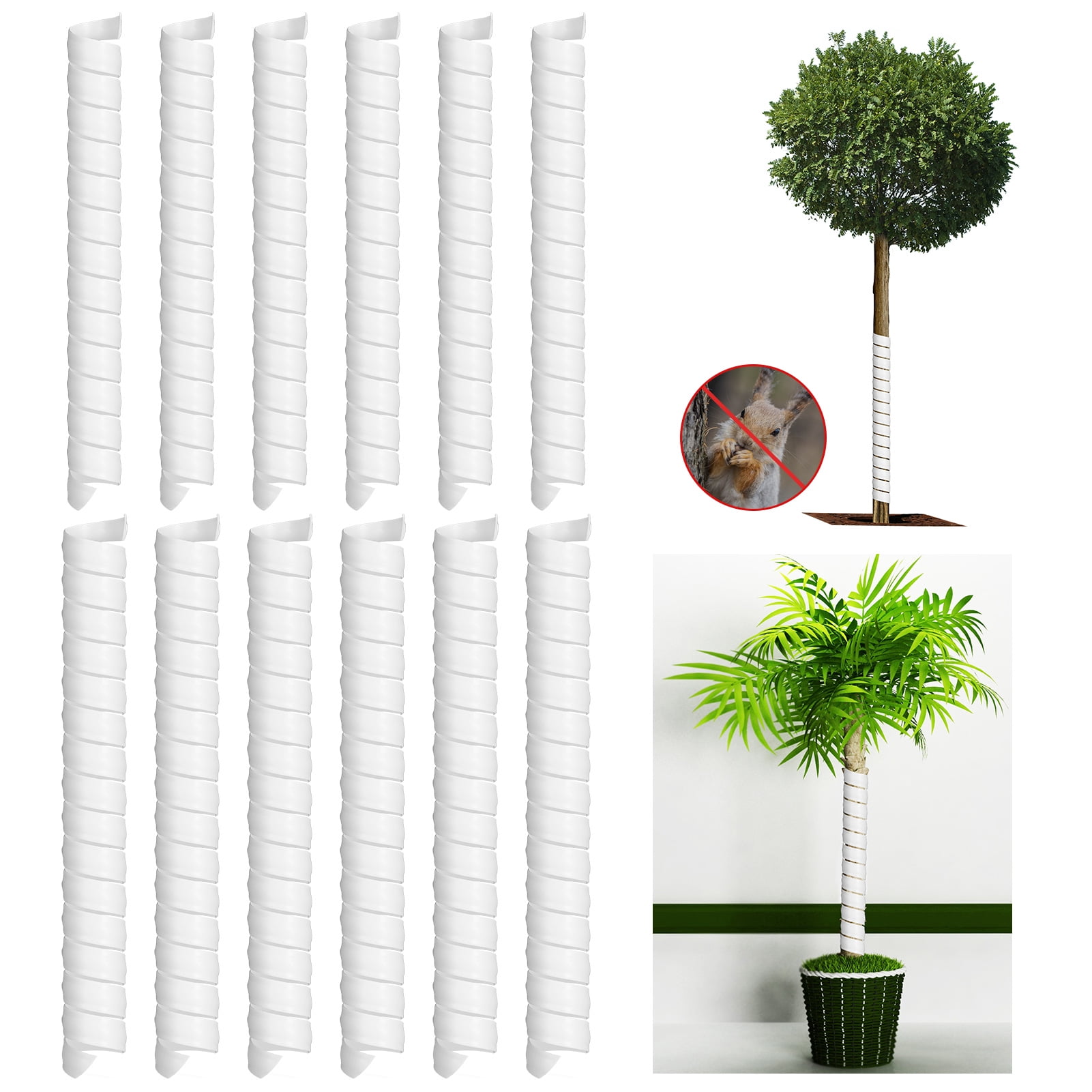Bocaoying 12 Pcs Tree Trunk Protector, Plastic Spiral Tree Guards in 2 Size, Durable Plastic