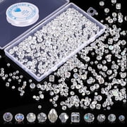 Bocaoying 800 Pcs Bead for Jewelry Making, Crystal Beads Set with 6 Meter Elastic Rope and Storage Box, Assorted Glass Beads Bulk, Briolette for DIY Crafts Bracelets Necklace Wristband