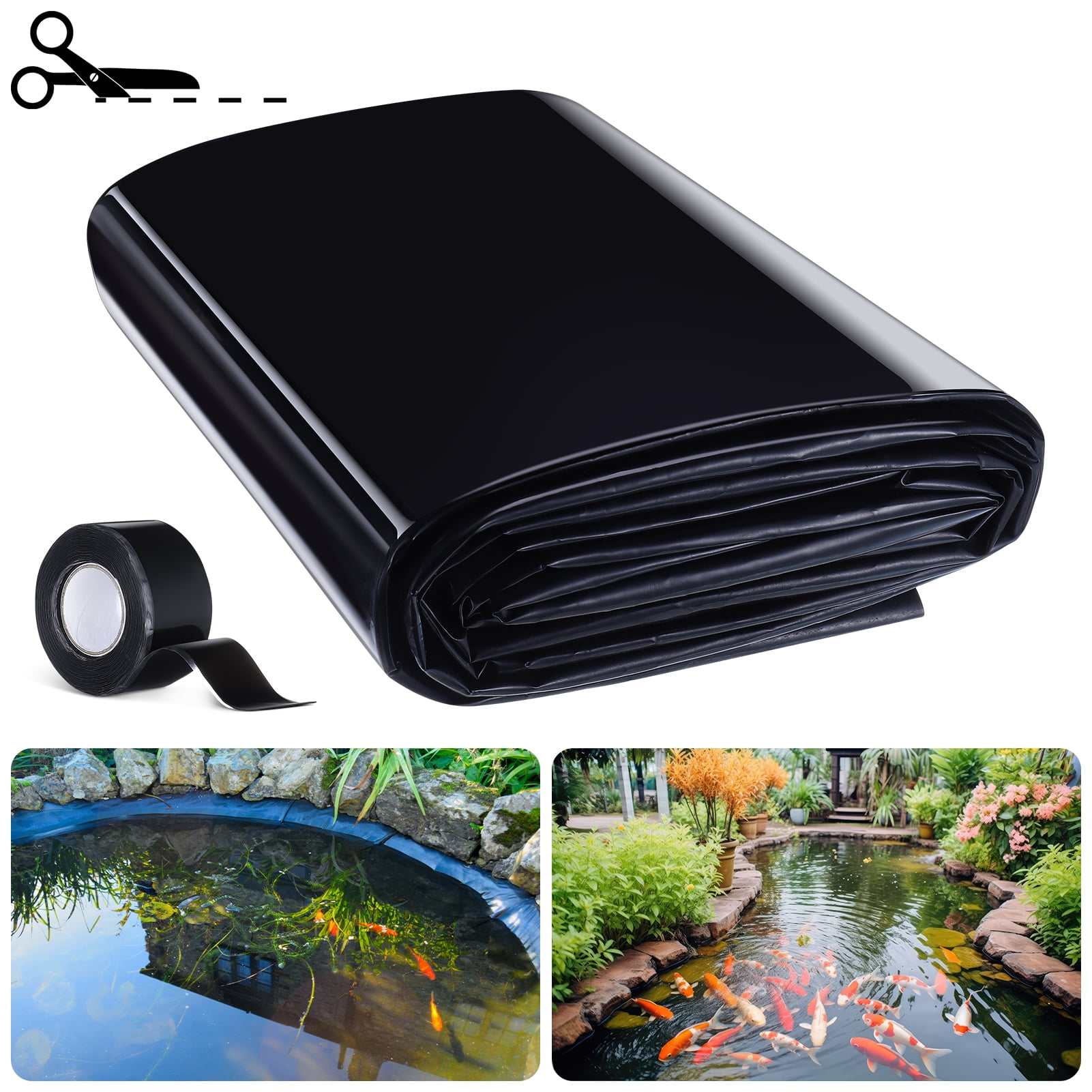 Bocaoying 13 x 10 Ft HDPE Pond Liners, 20 Mil Preformed Pond Liner Easy