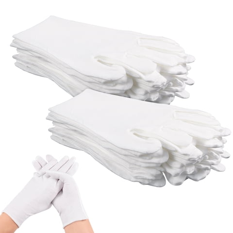 30 Pcs White Cotton Gloves for Dry Hand Sleeping, Eczema Moisturizing Gloves for Men and Women, Washable Premium Cotton  Gloves for Coin Jewelry Silver Inspection