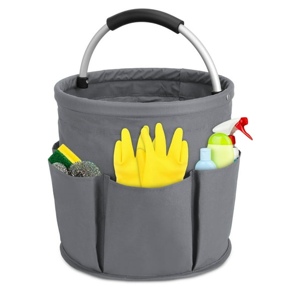 Bocaoying 17L Cleaning Organizer Caddy with Handle, Large Folding Cleaning Basket Bag, Multifunction Collapsible Waterproof Gardening Tool Storage Bag, Caddy Organizer for Cleaning Utensils