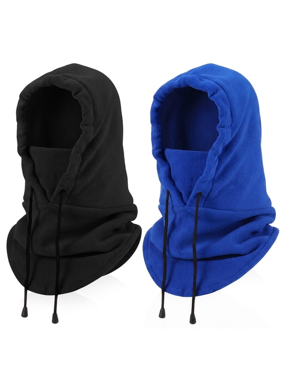2-Pack Fleece Balaclava for Men & Women, Windproof Ski Mask with Drawstring, Thermal Winter Face Cover for Cold Weather Cycling, Commuting & Outdoor Sports
