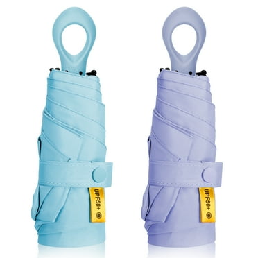 Bocaoying 2 Pack Mini Sun Travel Umbrella, Lightweight Portable Umbrella, Rain Sun Blocking Anti UPF 50 UV Protection 99.9%, Light Compact Rain Umbrella for Travel Outdoor Daily Use