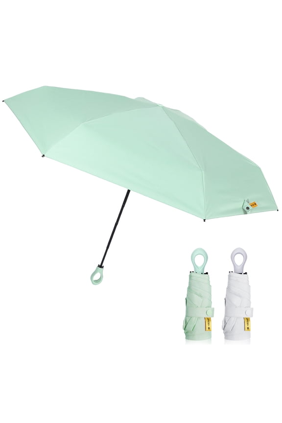 2 Pack Mini Sun Travel Umbrella, Lightweight Portable Umbrella, Rain Sun Blocking Anti UPF 50 UV Protection 99.9%, Light Compact Rain Umbrella for Travel Outdoor Daily Use