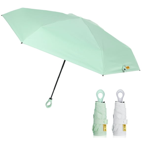 Bocaoying 2 Pack Mini Sun Travel Umbrella, Lightweight Portable Umbrella, Rain Sun Blocking Anti UPF 50 UV Protection 99.9%, Light Compact Rain Umbrella for Travel Outdoor Daily Use