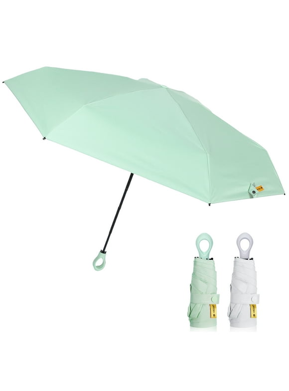 2 Pack Mini Sun Travel Umbrella, Lightweight Portable Umbrella, Rain Sun Blocking Anti UPF 50 UV Protection 99.9%, Light Compact Rain Umbrella for Travel Outdoor Daily Use