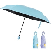 Bocaoying 2 Pack Mini Sun Travel Umbrella, Lightweight Portable Umbrella, Rain Sun Blocking Anti UPF 50 UV Protection 99.9%, Light Compact Rain Umbrella for Travel Outdoor Daily Use