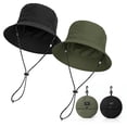 thumbnail image 1 of Bocaoying 2 Pack Unisex Waterproof Bucket Hats for Men Women, UPF 40+, Packable Outdoor Sun Hat, Black & Green, 1 of 8