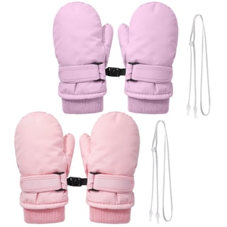 Bocaoying 2 Pairs Girls Winter Snow Mittens, Thermal Warm Ski Mittens, Cold Weather Glove Gifts for Age 2-4