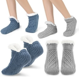 Non-Slip Hospital Fuzzy Socks, Pairs Women Men, Non-Skid Gripper