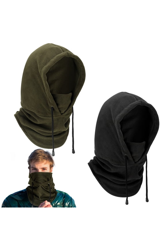 2 Pcs Balaclava for Women Men, Unisex Ski Mask, Windproof Thermal Face Mask, Cold Weather Neck Warmer, Winter Hat with Mask and Drawstring for Ski Cycling Commuting and More