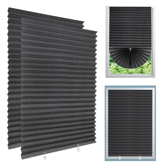 Bocaoying 2 Pcs Temporary Blinds for Windows, Stick on Curtains Blinds, No Drill Mini Blinds, Light Filtering Privacy Protection, Black Out Blinds for Window of Bedroom, Bathroom, Kitchen, Office(Grey-60*150CM)