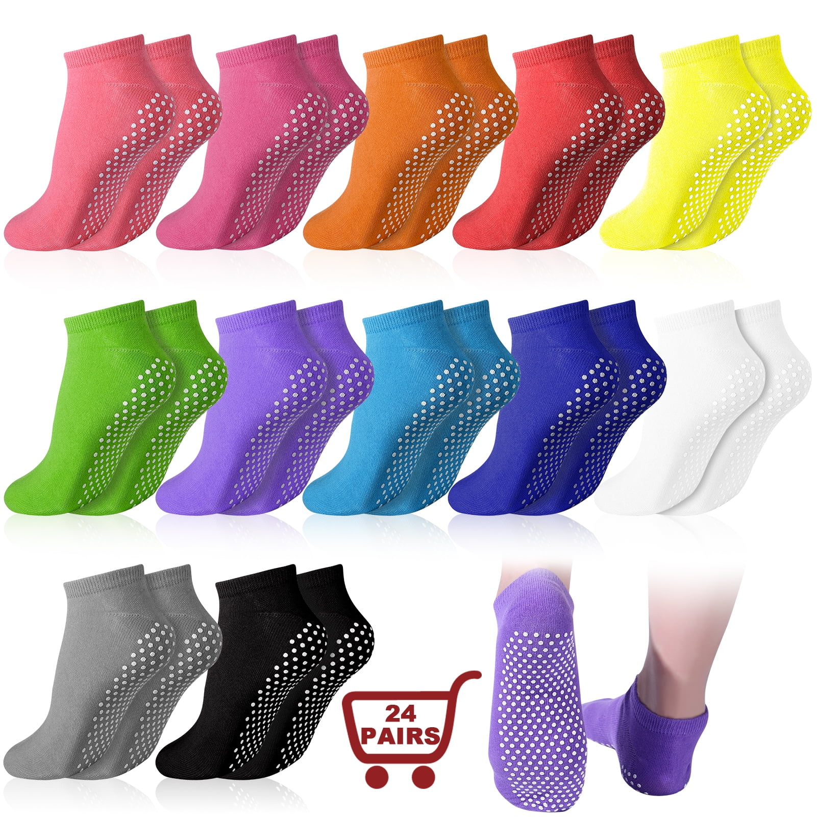 COSTYLE 3 Pairs Pilates Socks with Grips for Women Yoga Socks