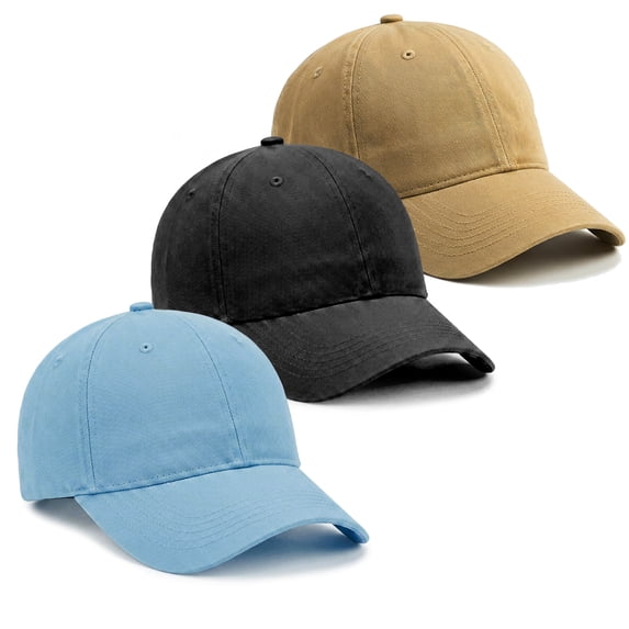 Bocaoying 3 Pack Toddler Baseball Cap for Boys & Girls 1-2 Years, Adjustable Washed Cotton Hat for Summer Sun Protection