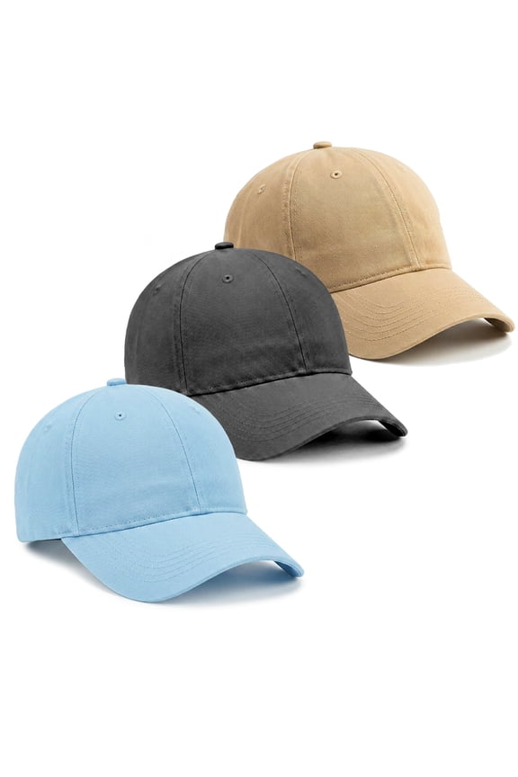 3 Pack Toddler Baseball Cap for Boys & Girls 2-8 Years, Adjustable Washed Cotton Hat for Summer Sun Protection