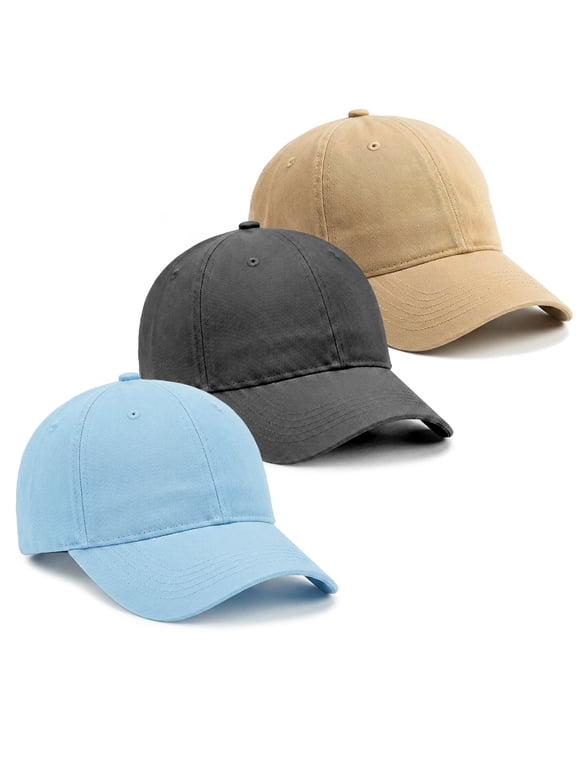 3 Pack Toddler Baseball Cap for Boys & Girls 2-5 Years, Adjustable Washed Cotton Hat for Summer Sun Protection