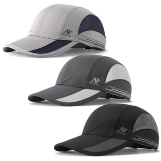 Bocaoying 3 Pack Quick-Dry Baseball Caps with Ventilation Holes, Breathable Sun Protection Dad Hats, Adjustable Structured Crown for Hiking Outdoor Daily Use, Black/Dark Grey/Light Grey