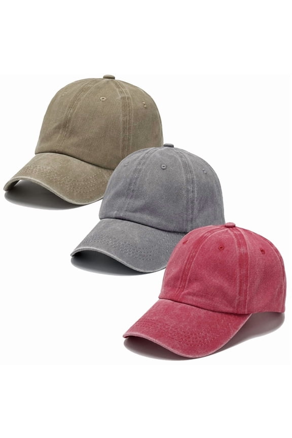 3 Pack Washed Plain Baseball Cap, Comfortable Cotton Breathable Retro Adjustable Hats for Men and Women, for Running Workouts and Outdoor Activities All Seasons
