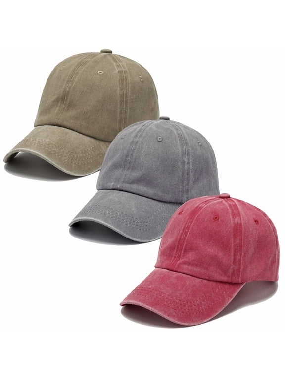 3 Pack Washed Plain Baseball Cap, Comfortable Cotton Breathable Retro Adjustable Hats for Men and Women, for Running Workouts and Outdoor Activities All Seasons
