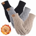 thumbnail image 1 of Bocaoying 3 Pairs Winter Gloves for Women, Touch Screen Elastic Thermal Knit Lining Warm Gloves for Cold Weather, 3D Pattern Windproof Cuff Thicken Gloves, 1 of 7