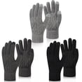 thumbnail image 1 of Bocaoying 3 Pairs Winter Touch Screen Warm Gloves for Men Women, Brushed Fleece Thermal Elastic Gloves for Driving Cycling Skiing, Thick Soft Knit Lining Gloves for Cold Weather, 1 of 7