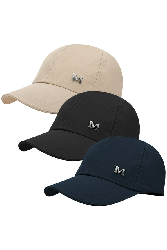 3 Pack Cotton Baseball Caps for Women Men, Adjustable Solid Color Sun Hat for Head Circumference 21.7-23.6 in, Breathable Sport Hat for Running Workouts Outdoor Activities