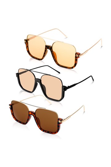 Vintage Square Oversized Aviator Sunglasses Semi-Rimless UV400 Protection Pair Amazon.com: GUVIVI Retro Oversized Aviator Sunglasses for  main image 3