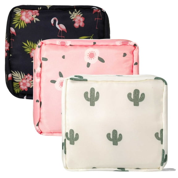 Bocaoying 3 Pieces Mini Makeup Bag, Travel Makeup Pouch Lazy Cosmetic Bag, Small Portable Toiletry Bag, Waterproof Nylon Mini Lipstick Bag with Zipper for Women and Girls