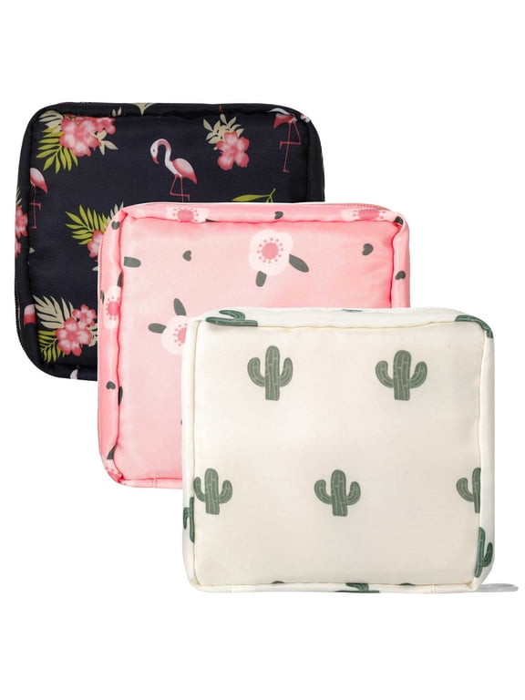 3 Pieces Mini Makeup Bag, Travel Makeup Pouch Lazy Cosmetic Bag, Small Portable Toiletry Bag, Waterproof Nylon Mini Lipstick Bag with Zipper for Women and Girls