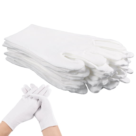 Bocaoying 30 Pcs White Cotton Gloves for Dry Hands Sleeping, Eczema Moisturizing Gloves for Men and Women, Washable Premium Cotton Gloves for Coin Jewelry Silver Inspection (L Size)