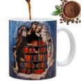 Bocaoying 3D Mug, 3D Bookshelf Coffee Mug, 11oz Library Shelf Cup, Book