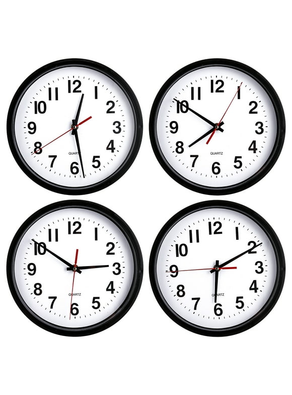 Bocaoying 4 Pack 10" Silent Digital Wall Clocks, Silent Non-Ticking Quartz analog Wall Clock, Battery Operated Large Decorative Wall Clock Easy to Read for Classroom, Office, Home