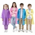 thumbnail image 1 of Bocaoying 4 Pack Reusable Rain Ponchos for Kids, Waterproof Raincoats with Hood Drawstring, Thickened Tearproof Emergency Rain Gear for Boys Girls, Unisex, Foldable, Multicolor, One Size, 1 of 7