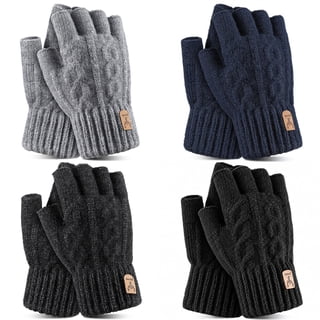 Bocaoying 4 Pairs Fingerless Gloves, Winter Warm Knitted Stretchy Half Finger Design, Running Driving Cycling Working for Men and Women