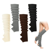 Bocaoying 4 Pairs Long Leg Warmers, 16.9 Inch Over the Knee Ribbed Knit Leg Warmer, Stirrup Leg Warmers for Women 80s Party Dance Sports