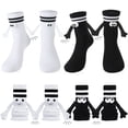thumbnail image 1 of Bocaoying 4 Pairs Magnetic Holding Hands Socks, Funny Couple Novelty Socks for Women Men, Cute Mid-Calf Crew Socks with Creative 3D Eyes & Hands Design Interactive Gifts, 1 of 7